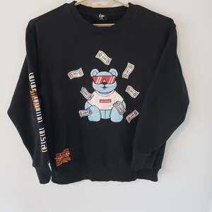 Camp Money Bear Sweatshirt Black Unisex Sweat Shirt X Large
